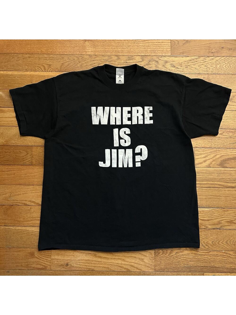 Vintage Y2K Where Is Jim? Black Double Sided Tee Shirt 2XL